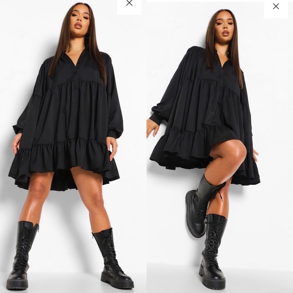 BNWT Boohoo Extreme Ruffle Tiered Hem Smock Dress - Picture 2 of 10